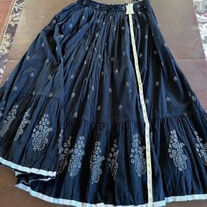 Boho Cotton Skirt with Silver trim, size large